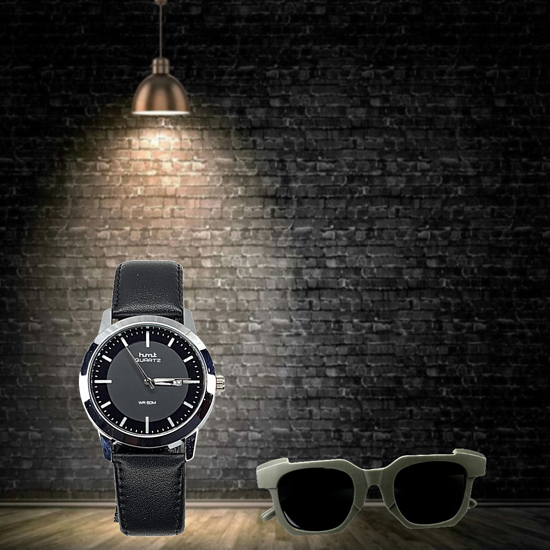 HMT Quartz Black Belt Stylish Watch